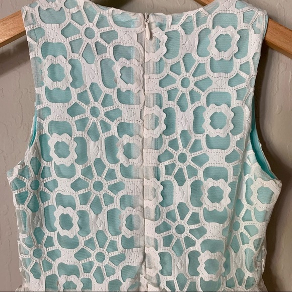 ELISA B. Lace Sleeveless Party Dress Teal Turquoise White Special Occasion Sz 10 - Picture 10 of 16